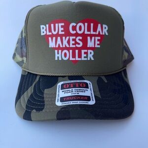 OTTO Heart Print Camo Trucker Hat - Olive and Black